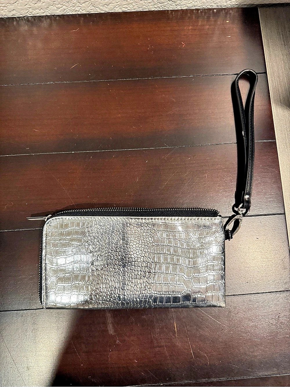 Wild Fable Silver Croc Wristlet Wallet